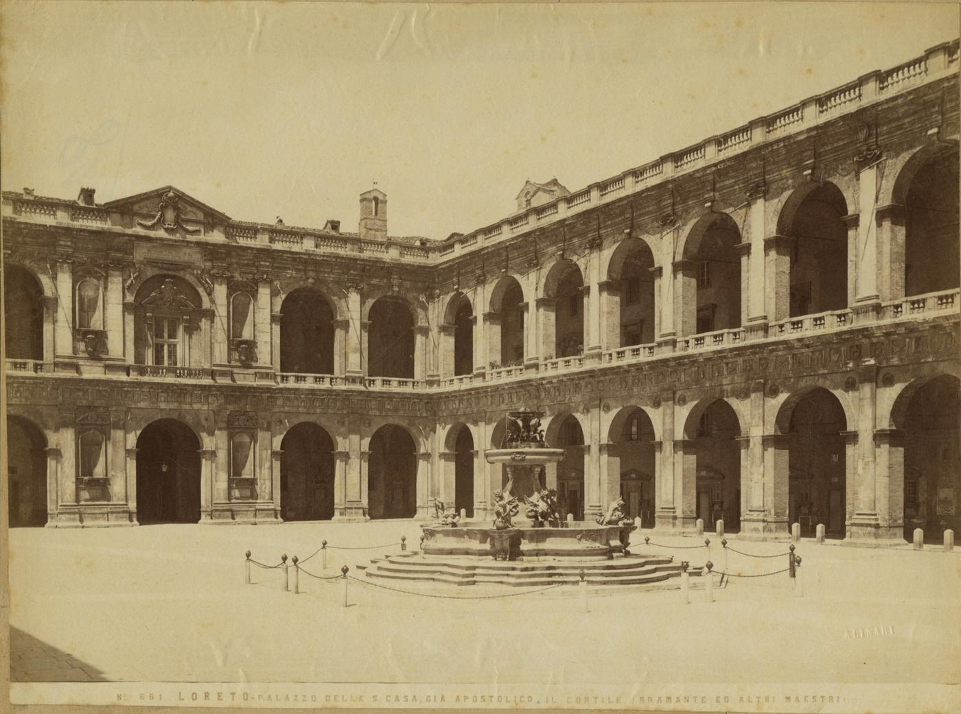 Loreto - Palazzo Apostolico - Architetture (positivo) di Bramante, Donato, Giuliano da Sangallo, Sansovino, Andrea, Sangallo, Antonio da, Vanvitelli, Luigi, Bernasconi, Pietro, Fratelli Alinari (ditta) (XIX)