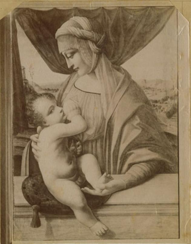 Madonna col Bambino - Dipinti (positivo) di De'Conti, Bernardino (attr), Fratelli Alinari (ditta) - ambito lombardo (XIX/ XX)