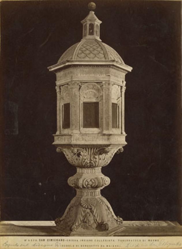 Ciborio della collegiata di San Gimignano - Cibori - Scutlure (positivo) di Benedetto da Maiano, Da Settignano, Desiderio (attr), Fratelli Alinari (ditta) (XIX)