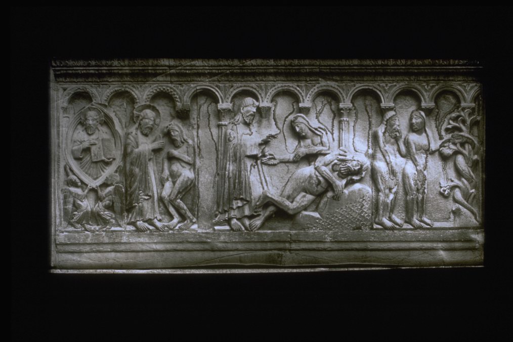 Wiligelmo/ Creazione di Adamo ed Eva/ Modena/ Duomo (diapositiva) di Wiligelmo, Croci, Felice (ditta) (XX)