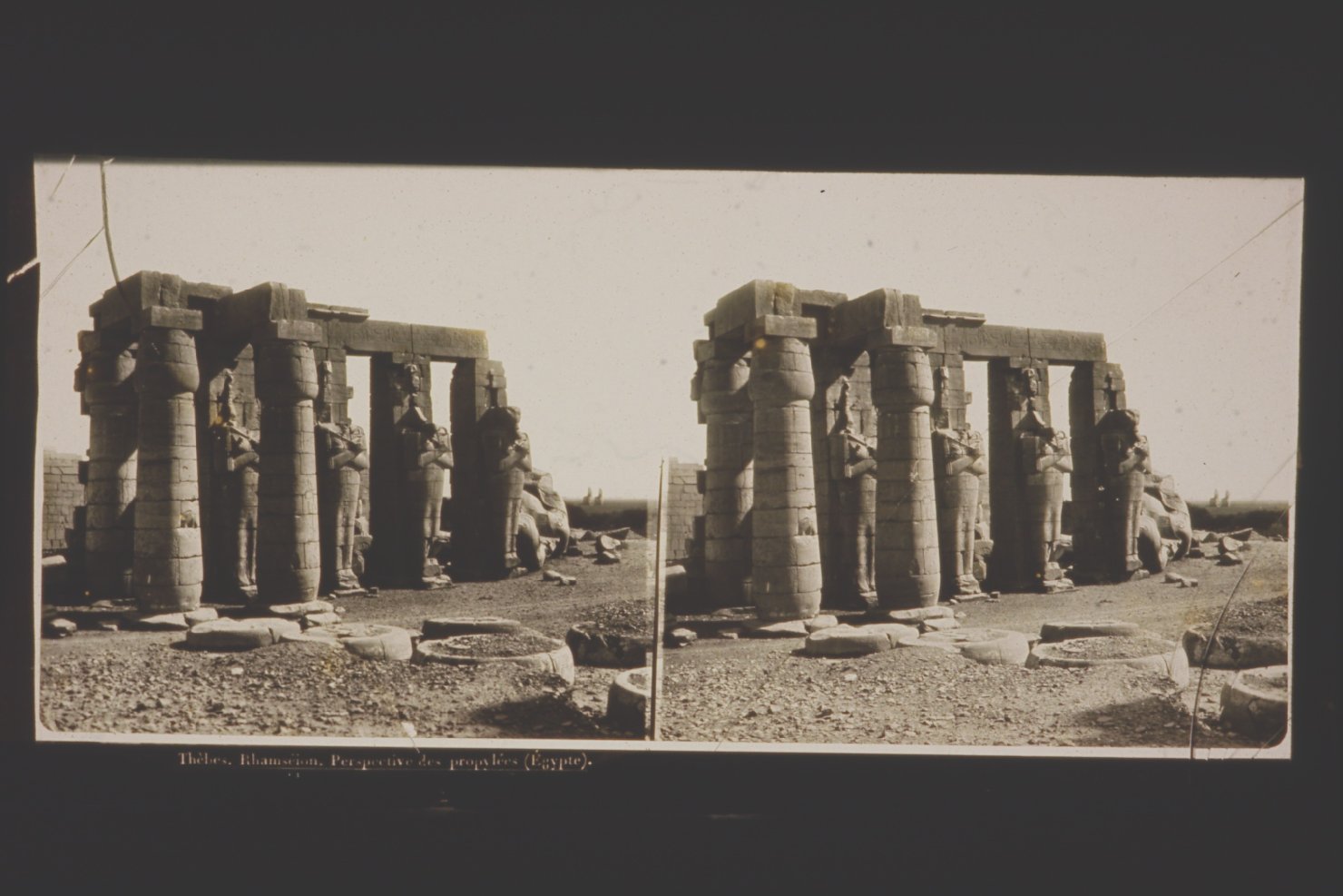 Il Ramesseum/Tebe Ovest/ Egitto (diapositiva) di Léon &.Lévy (ditta) (XIX)