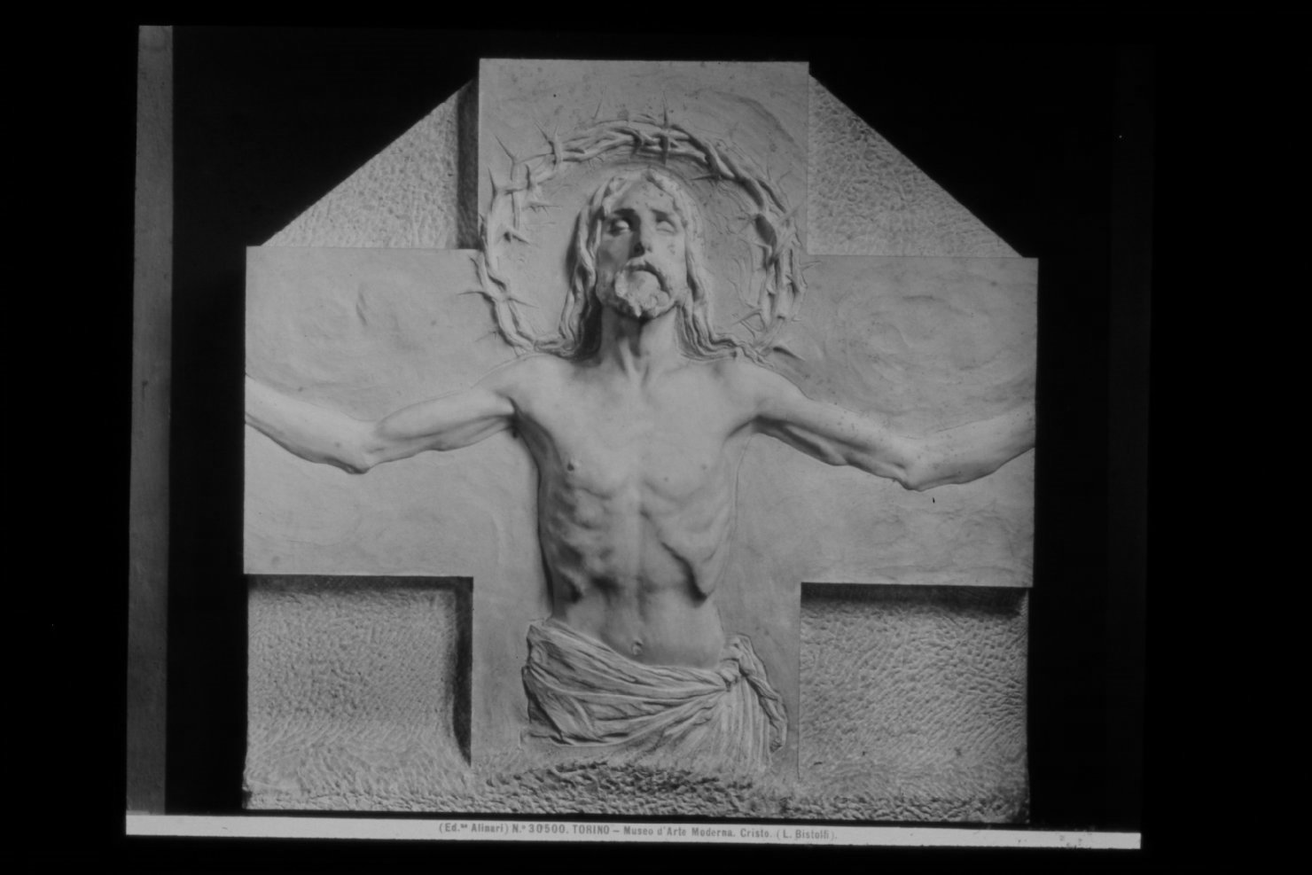Bistolfi L./ Cristo crocifisso/ Torino/ Museo d'Arte Moderna (diapositiva) di Bistolfi, Leonardo, F.lli Alinari S.p.A. - Istituto di Edizioni Artistiche (ditta) (XX)