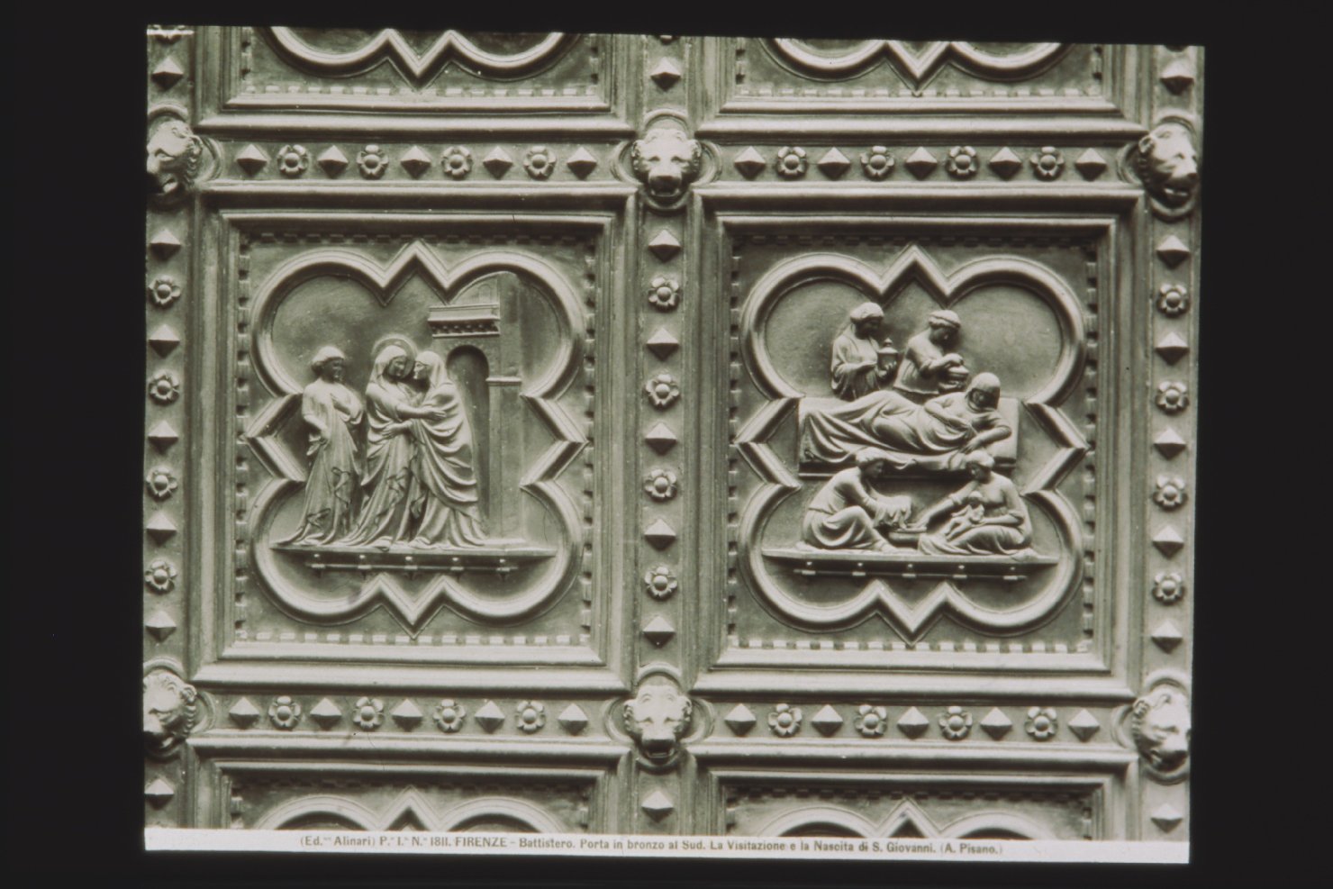 Porte bronzee - Sculture (diapositiva) di Andrea Pisano, Alinari, Fratelli (ditta), F.lli Alinari S.p.A. - Istituto di Edizioni Artistiche (ditta) (XX)