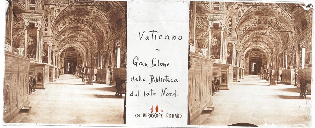Veduta interna della Biblioteca Vaticana/ Salone di Sisto V/ Roma (diapositiva) di Anonimo (XIX/ XX)