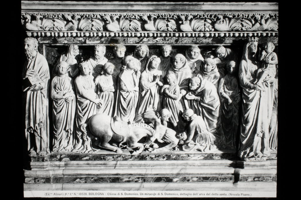 Sculture - Un miracolo di San Domenico (diapositiva) di Nicola Pisano, Alinari, Fratelli, Alinari I.D.E.A (XX)