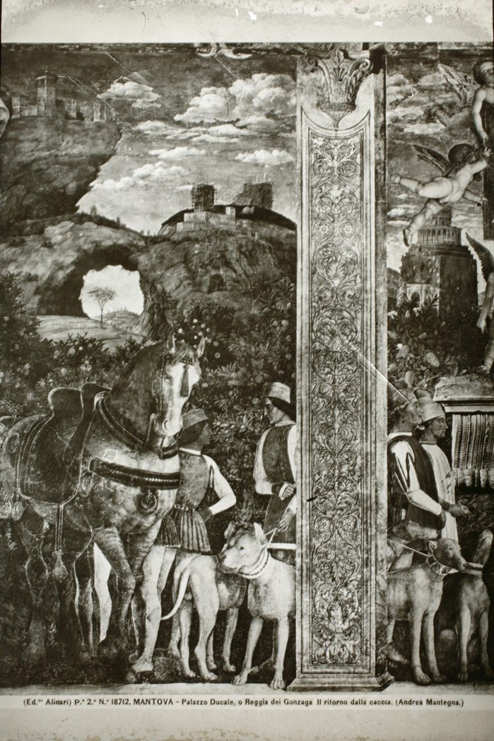 Mantegna, Andrea/ Il ritorno dalla caccia/ Palazzo Ducale/ Mantova (diapositiva) di Mantegna, Andrea, Alinari, Fratelli, Ditta Croci, Felice (XX)