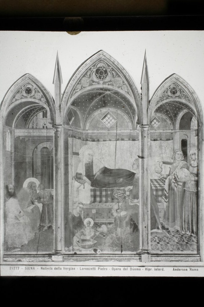 Tavole - Natività della Vergine (diapositiva) di Lorenzetti, Pietro, Anderson, Domenico (XIX/ XX)
