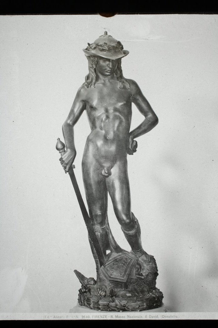 Sculture - Il David (diapositiva) di Donato di Betto Bardi detto Donatello, Alinari I.D.E.A (XX)