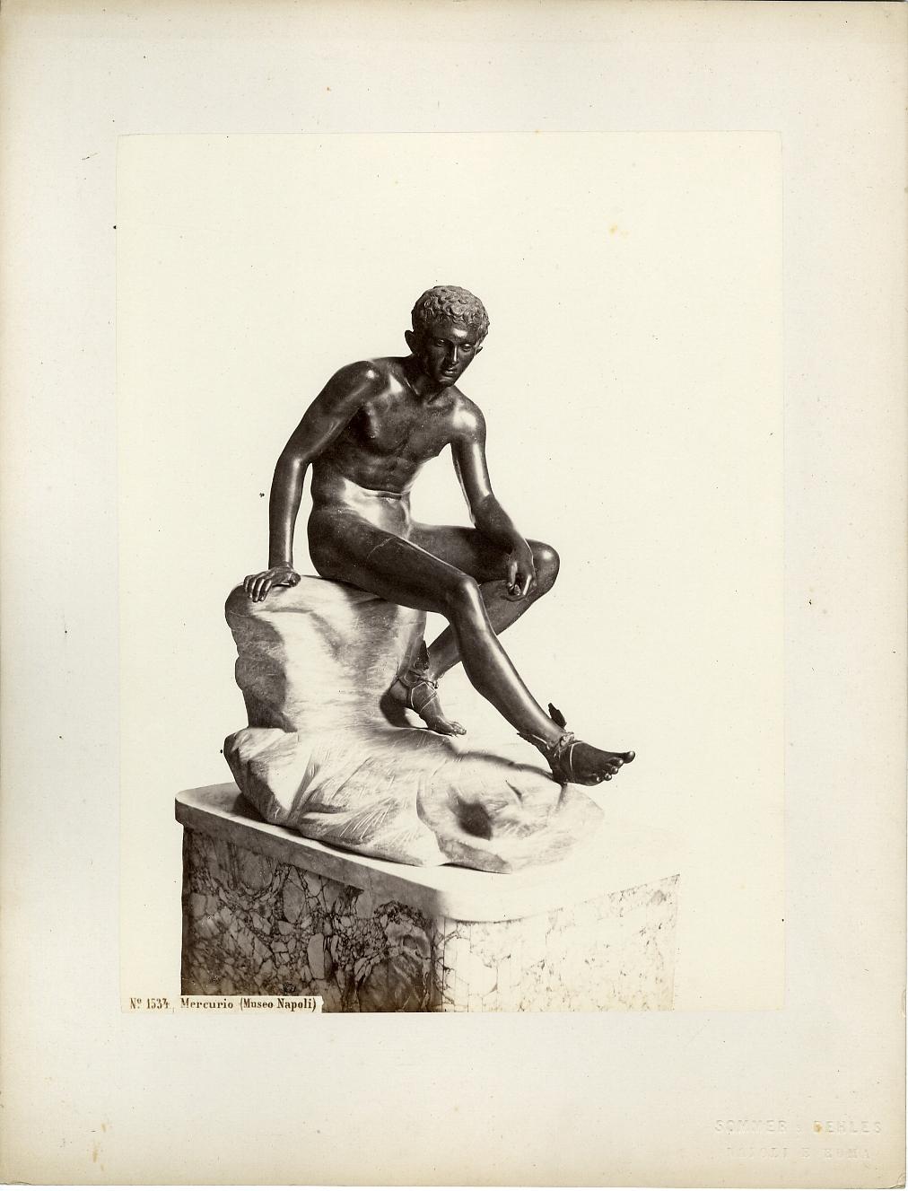 Scultura romana - Statua di Hermes in riposo (positivo) di Lisippo, Sommer & Behles (studio) - ambito romano copia da Lisippo (XIX)