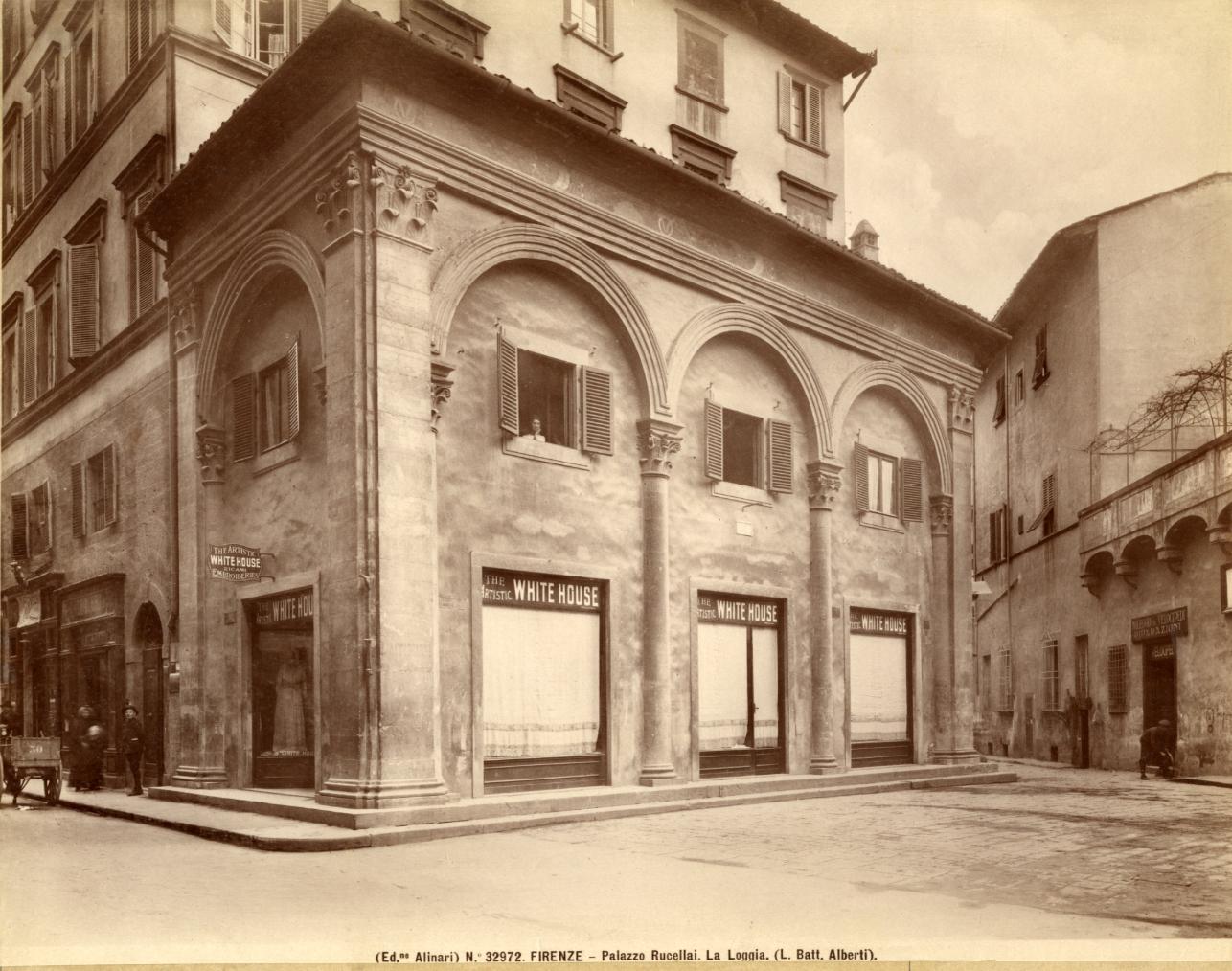 Firenze/ Veduta esterna della loggia di Palazzo Rucellai/ Leon Battista Alberti (attr.)/ 1460 ca (positivo) di Alberti, Leon Battista (attr), Alinari, Fratelli (ditta) (XIX/ XX)