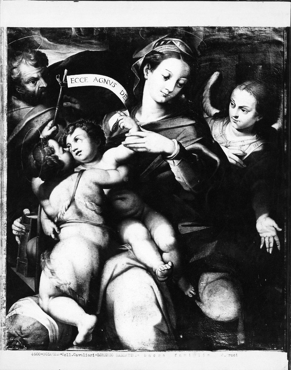 Dipinti - Sacra Famiglia con San Giovannino ed un angelo (positivo) di Sabbatini, Lorenzo, Croci, Felice, FOTOFAST (ditta) (XX)