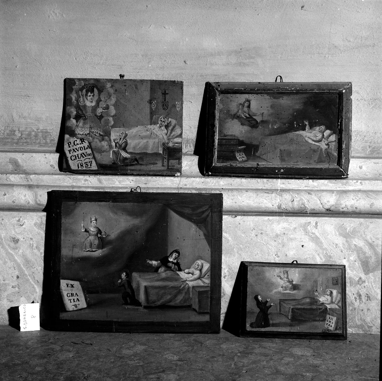 Miracoli della Madonna del Rosario (ex voto, serie) - manifattura emiliana (sec. XIX)