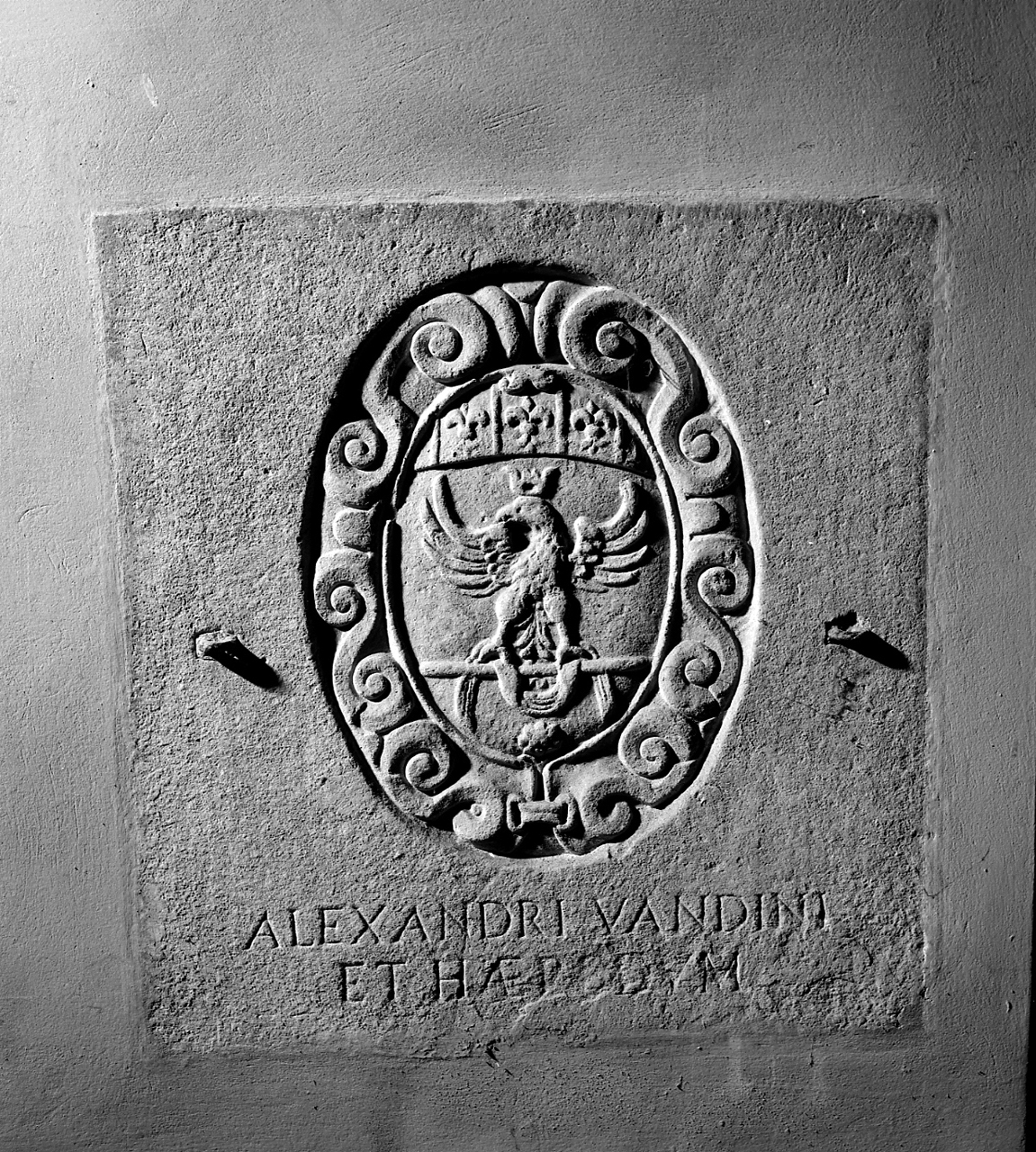 stemma gentilizio (lapide tombale) - manifattura emiliana (seconda metà sec. XVII)