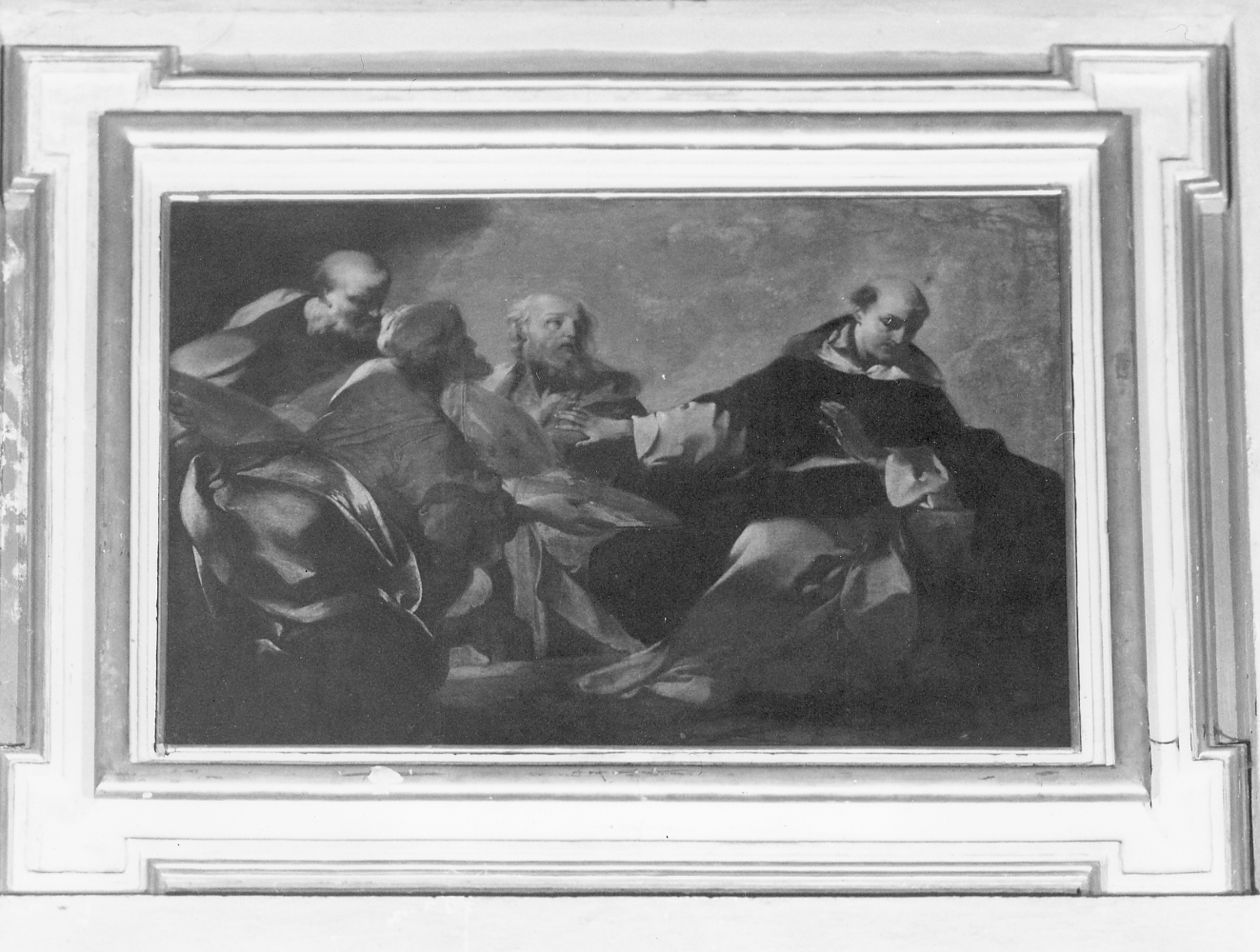San Domenico discute con gli eretici (dipinto, elemento d'insieme) di Ferretti Giovan Domenico (secondo quarto sec. XVIII)