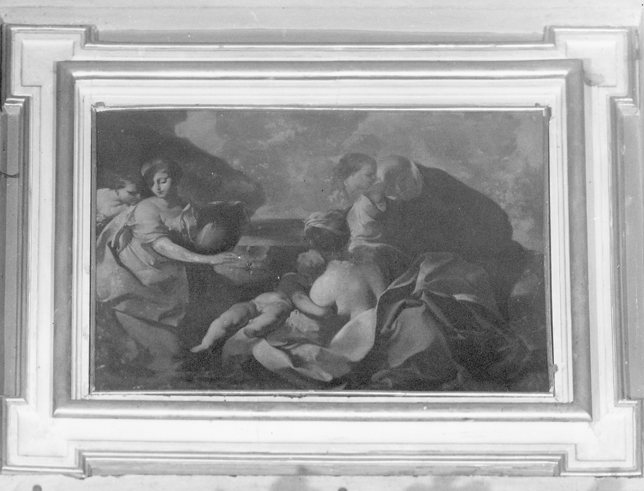 San Domenico compie un miracolo (dipinto, elemento d'insieme) di Ferretti Giovan Domenico (secondo quarto sec. XVIII)