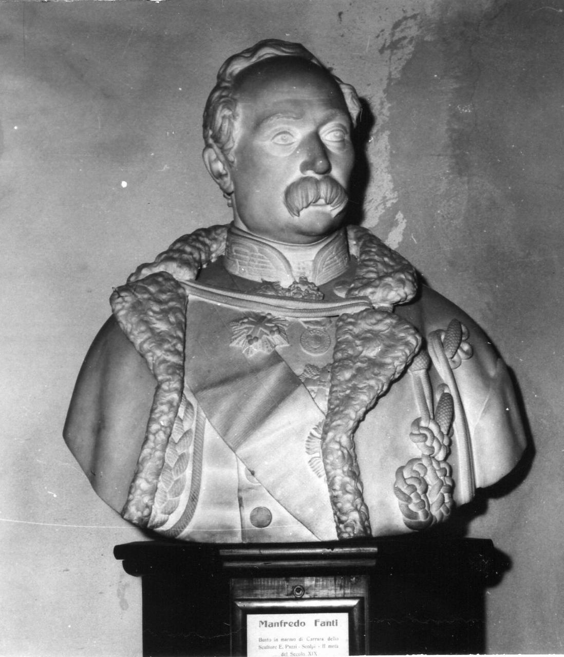 busto di Manfredo Fanti (scultura) di Pazzi Enrico (seconda metà sec. XIX)