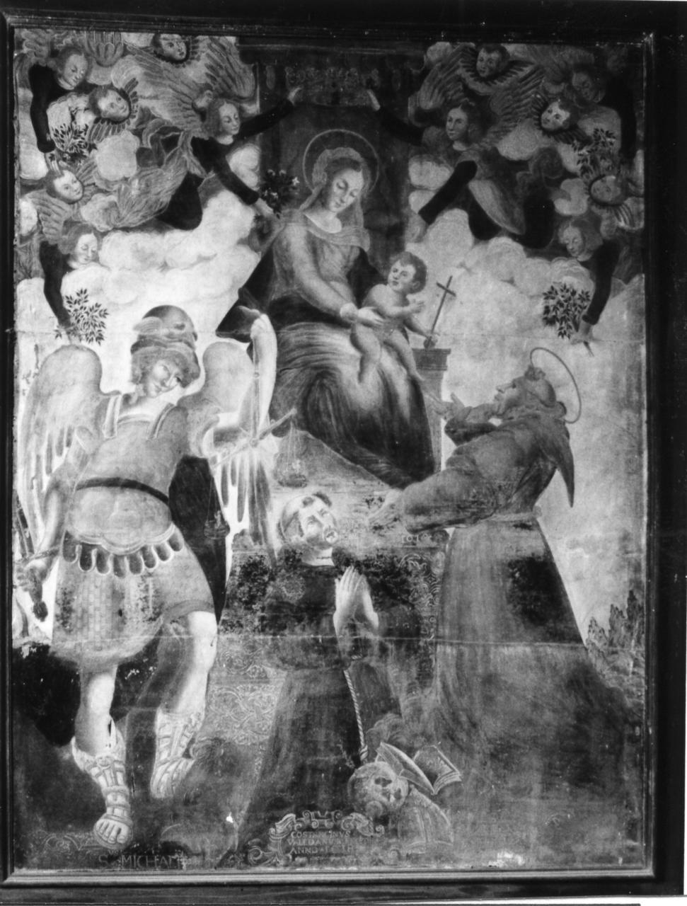 Madonna in trono con Bambino e Santi (dipinto) di Valedano Costantino (sec. XVII)