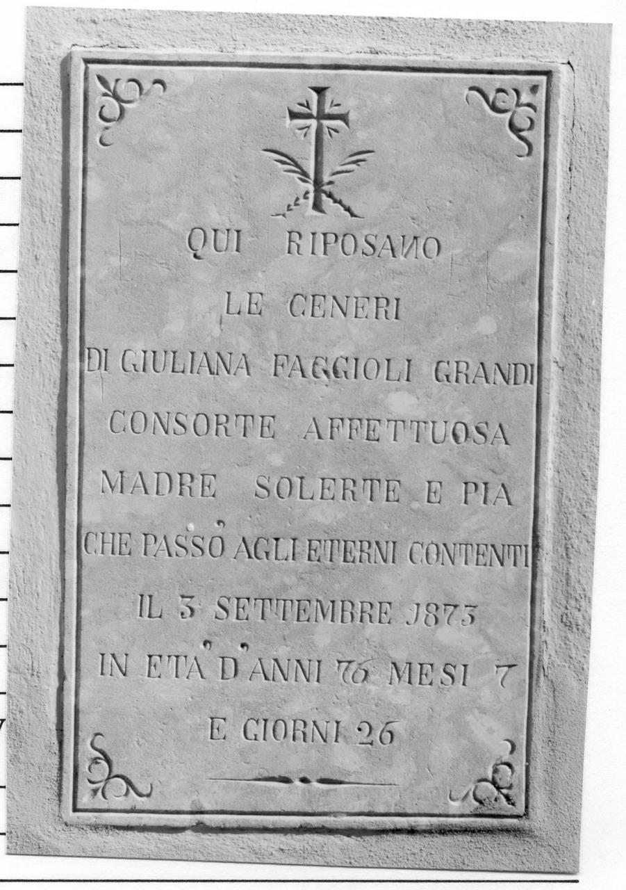 lapide tombale - bottega modenese (seconda metà sec. XIX)