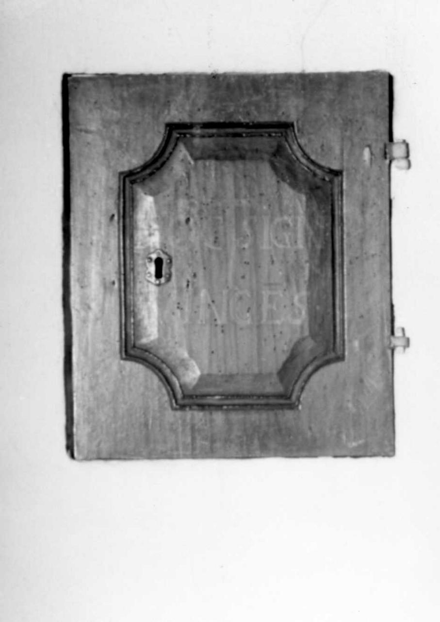 anta di armadietto per oli santi, serie - bottega emiliana (inizio sec. XIX)