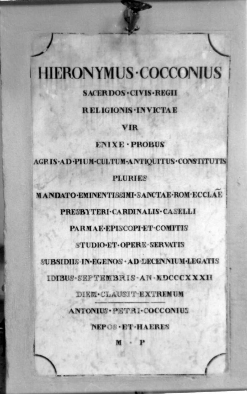 lapide tombale - bottega emiliana (prima metà sec. XIX)