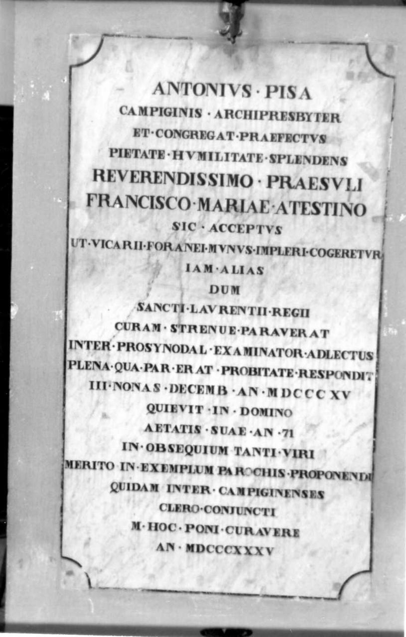 lapide tombale - bottega emiliana (secondo quarto sec. XIX)