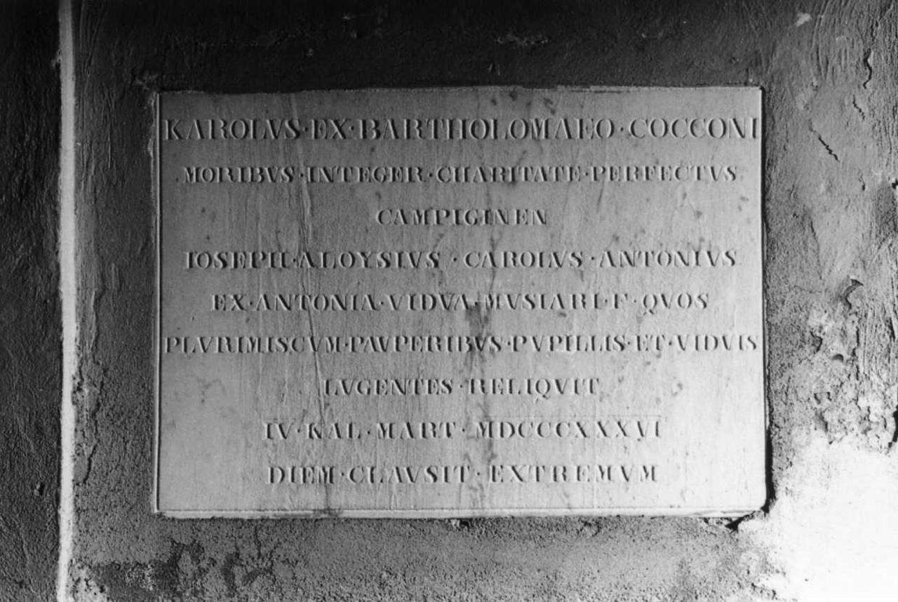 lapide tombale - bottega emiliana (secondo quarto sec. XIX)