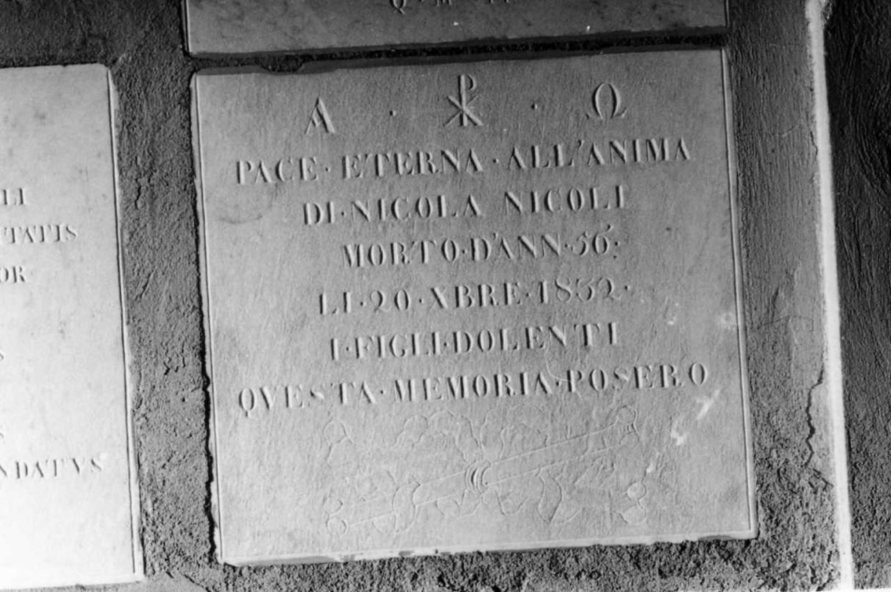 lapide tombale - bottega emiliana (prima metà sec. XIX)