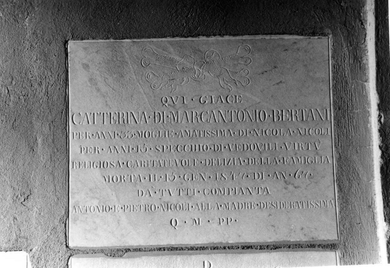 lapide tombale - bottega emiliana (metà sec. XIX)