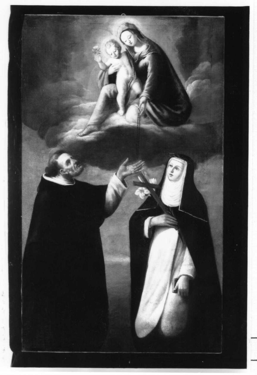 Madonna del Rosario con San Domenico e Santa Rosa da Lima (dipinto) - ambito tosco-emiliano (sec. XVIII)