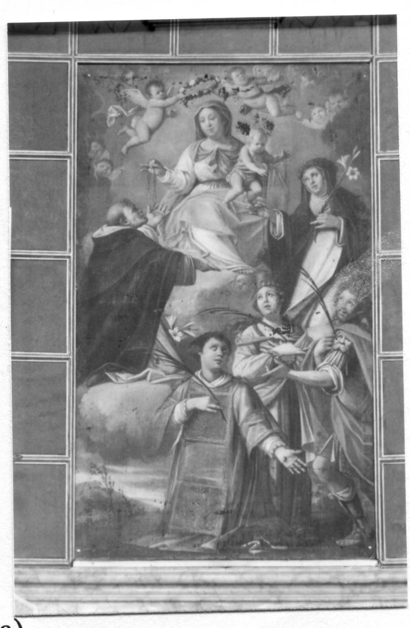Madonna del Rosario con San Domenico e Santa Caterina da Siena (dipinto) di Viacavi Francesco (sec. XVII)