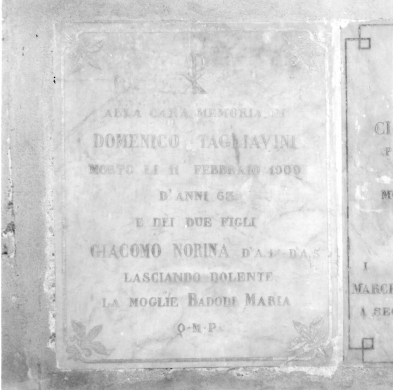 lapide tombale - bottega reggiana (sec. XX)