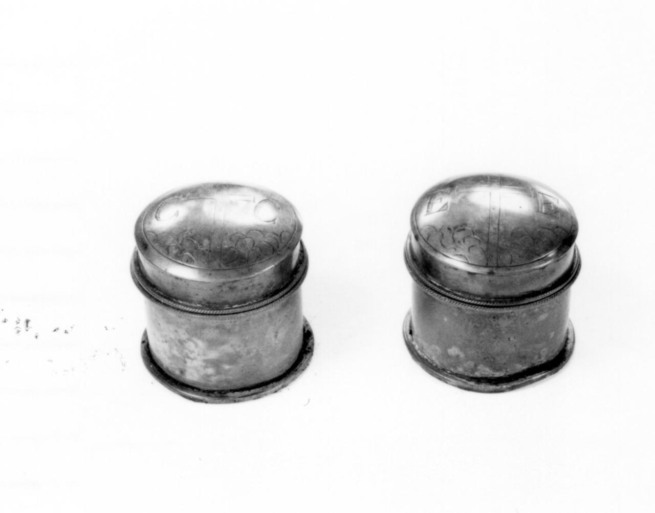 vasetti per oli santi, serie - bottega italiana (sec. XIX)