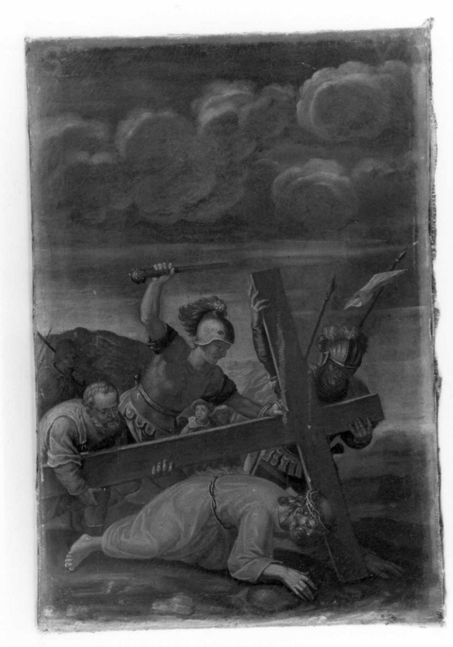 stazione V: Gesù aiutato da Simone il Cireneo a portare la croce (dipinto) - ambito emiliano (secondo quarto sec. XVIII)