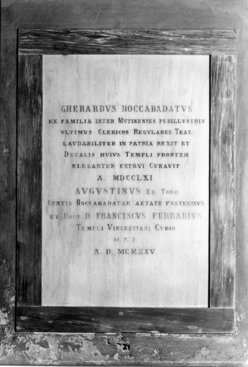 lapide commemorativa - bottega emiliana (sec. XX)