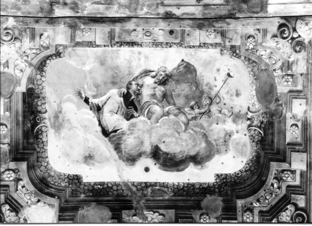 Cristo redentore in gloria con San Gaetano da Thiene (decorazione pittorica, elemento d'insieme) di Caula Sigismondo, Sansone Sebastiano (sec. XVII)