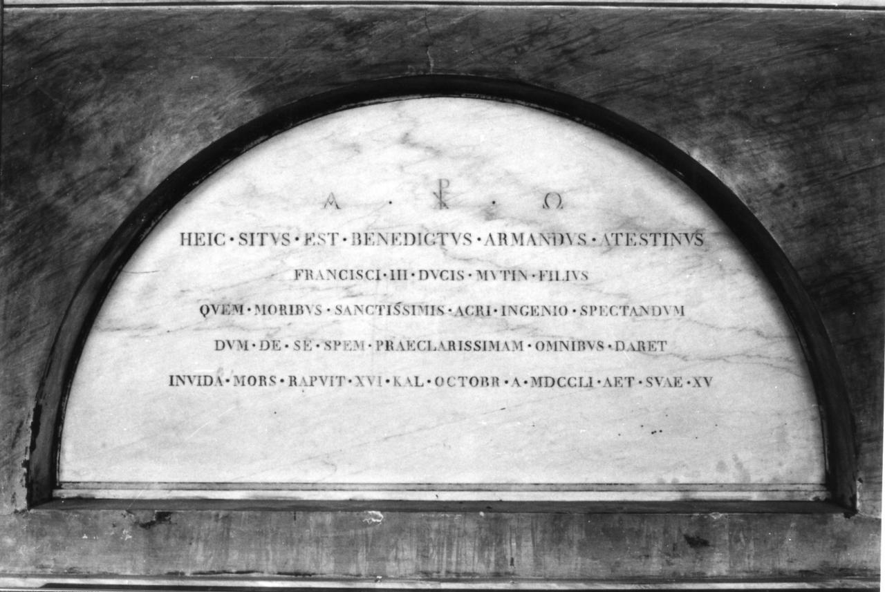 lapide tombale di Vandelli Francesco - bottega modenese (seconda metà sec. XIX)
