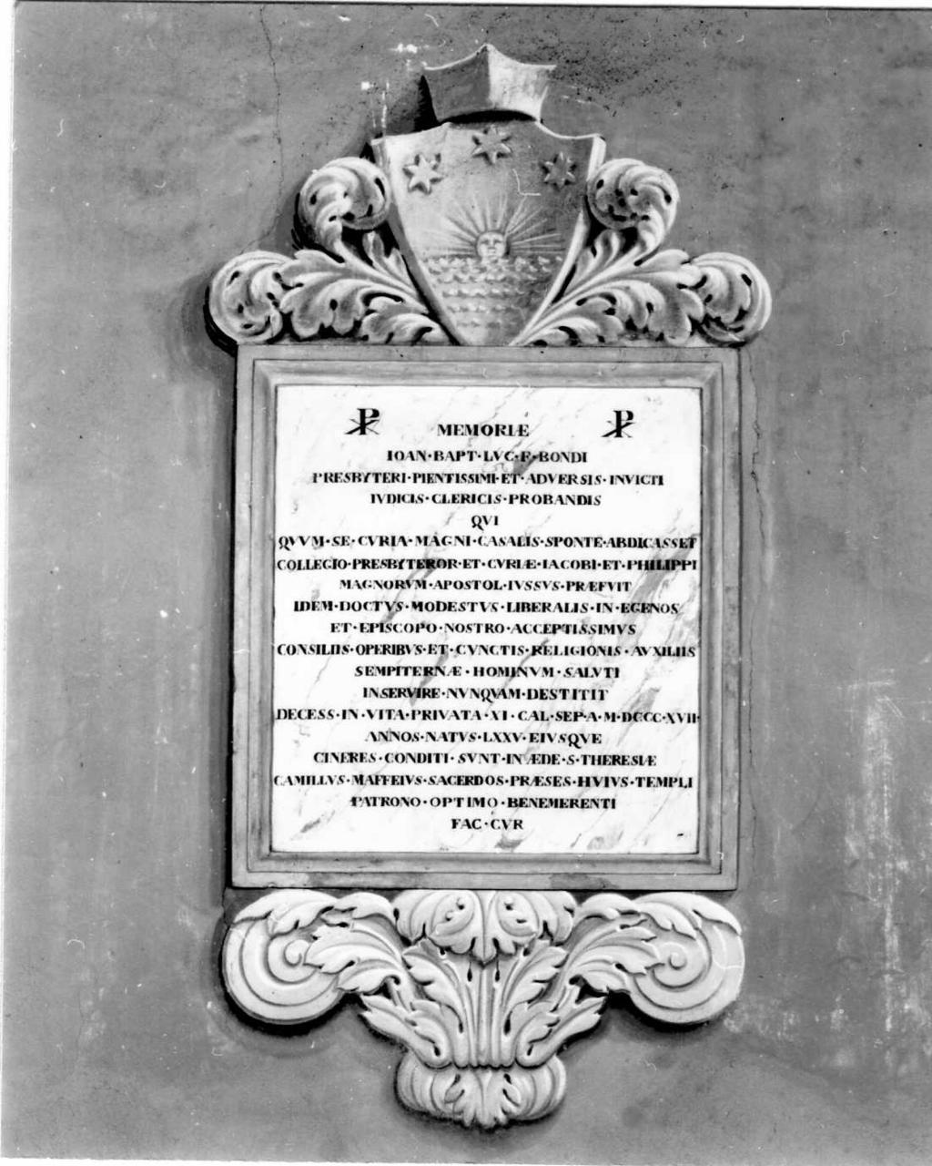 lapide commemorativa di Carnevali Vincenzo (sec. XIX)