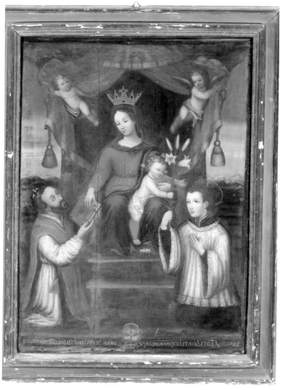 Madonna con Bambino in trono tra santi (dipinto) - ambito emiliano (prima metà sec. XVII)