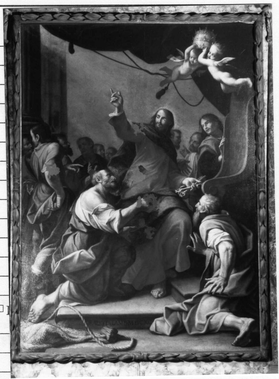 Cattedra di San Pietro, Cristo consegna le chiavi a San Pietro (dipinto) di Talami Orazio (sec. XVII)