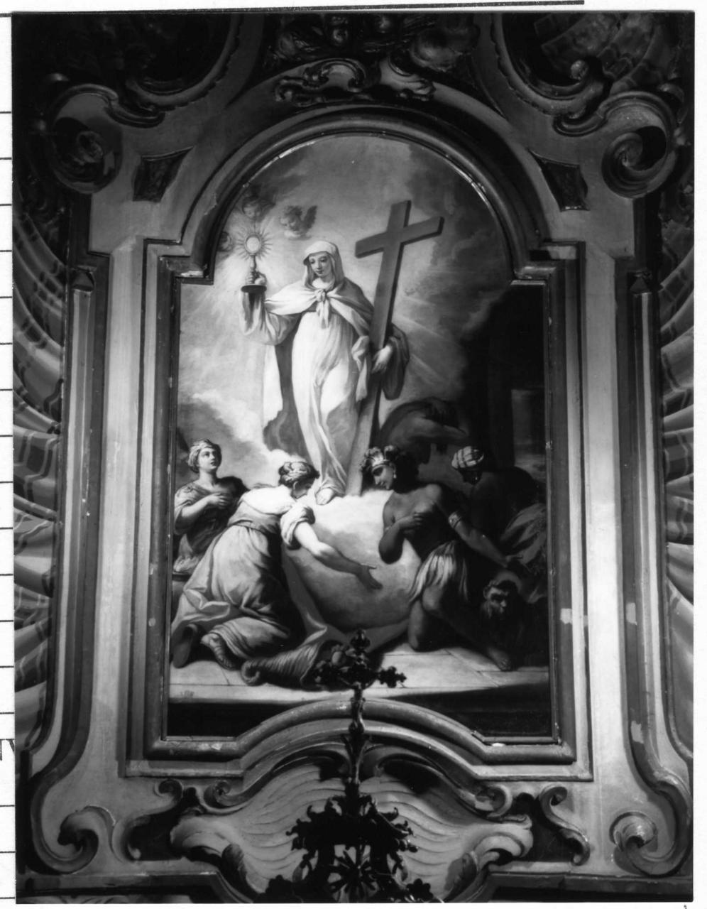 allegoria della Fede che riceve l'omaggio dei quattro continenti (dipinto) di Lavagna Ottavio (sec. XVIII)