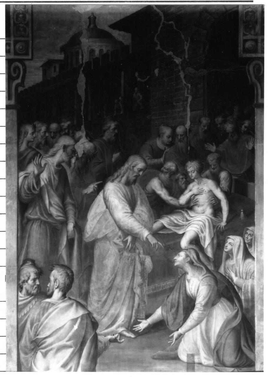 resurrezione del figlio della vedova di Naim (dipinto, elemento d'insieme) di Campi Bernardino (sec. XVI)