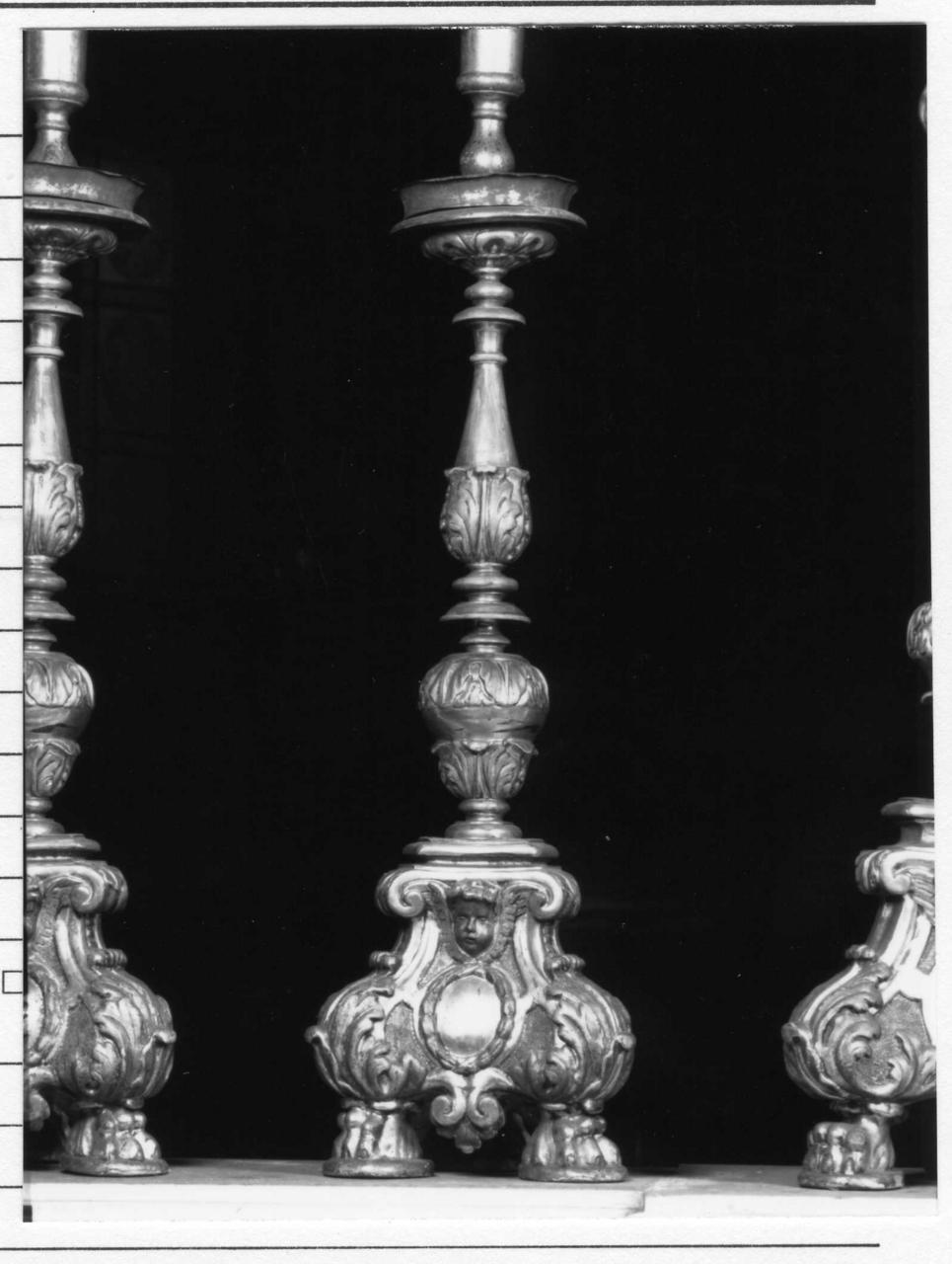 candeliere d'altare, serie - bottega emiliana (seconda metà sec. XIX)