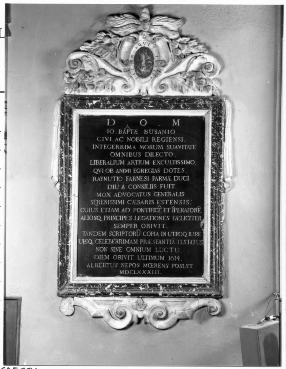 lapide commemorativa - bottega reggiana (seconda metà sec. XVII)