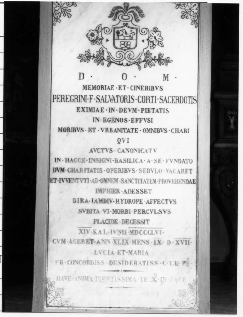 lapide commemorativa - bottega reggiana (metà sec. XIX)