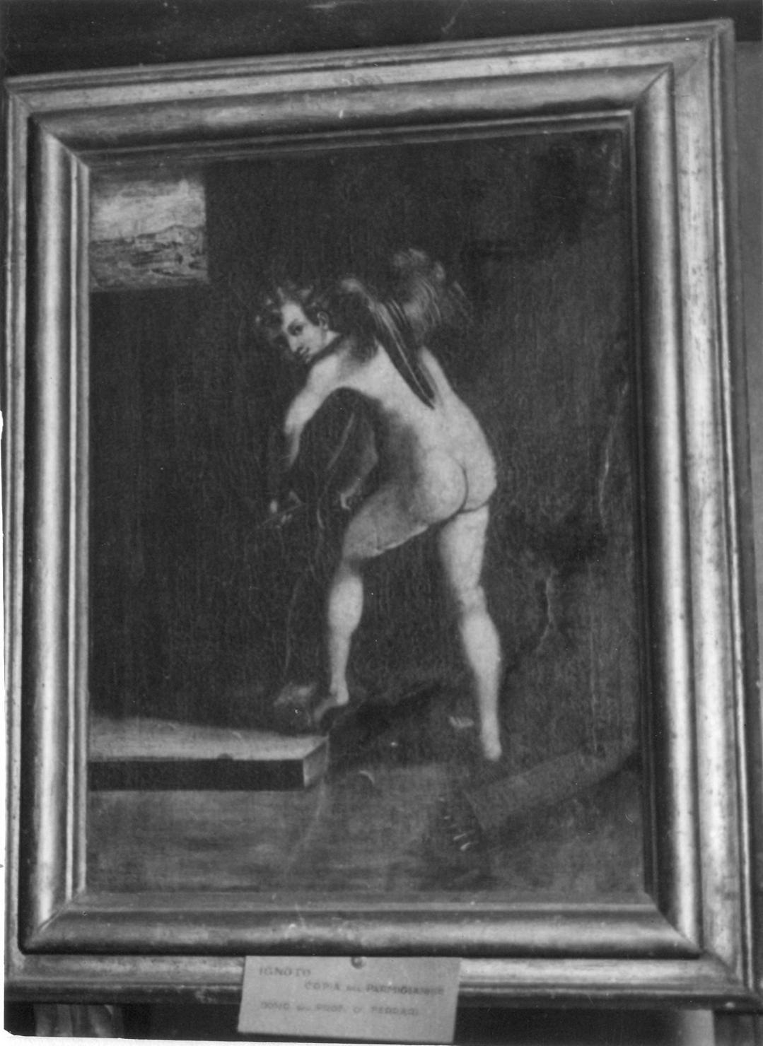 Cupido costruisce il suo arco (dipinto) - ambito emiliano (fine sec. XVI)