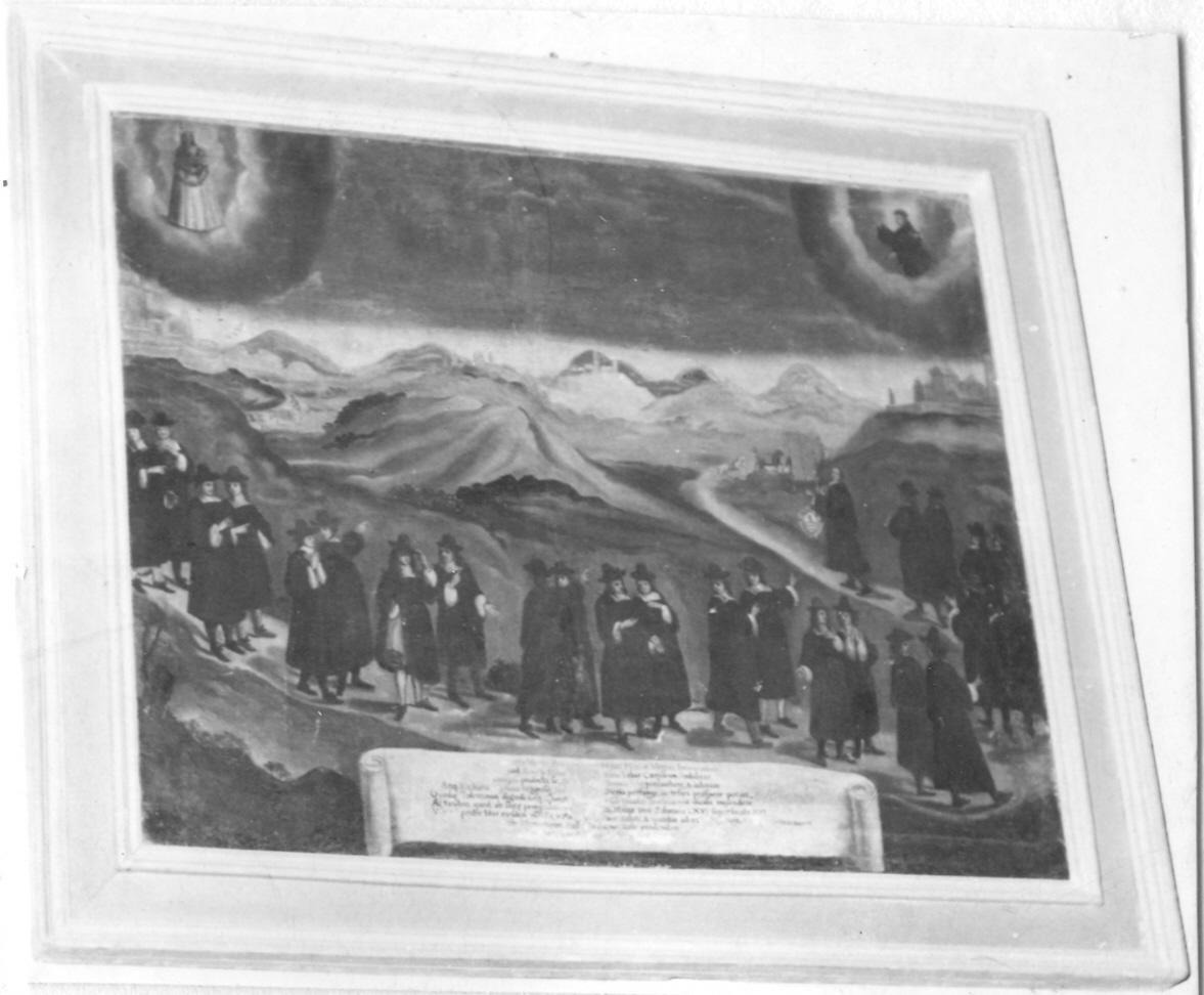pellegrinaggio dei Confratelli di San Nicola a Loreto e Tolentino (dipinto) - ambito carpigiano (sec. XVII)
