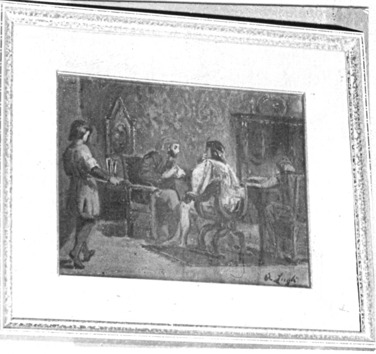 Alberto Pio e Ludovico Ariosto (dipinto) di Lugli Albano (sec. XIX)