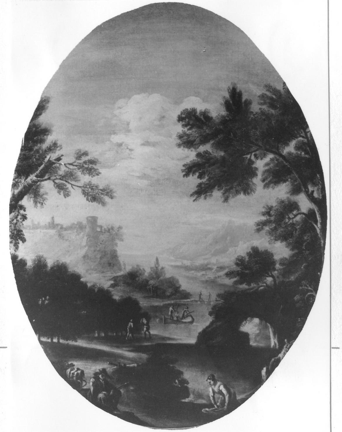 paesaggio lacustre (dipinto) di Crespi Andrea (attribuito) (prima metà sec. XVIII)