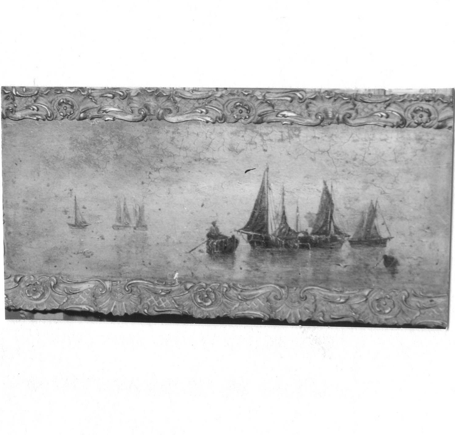 marina con barche (dipinto) di Cappello Gaspare Nicampore (fine sec. XIX)