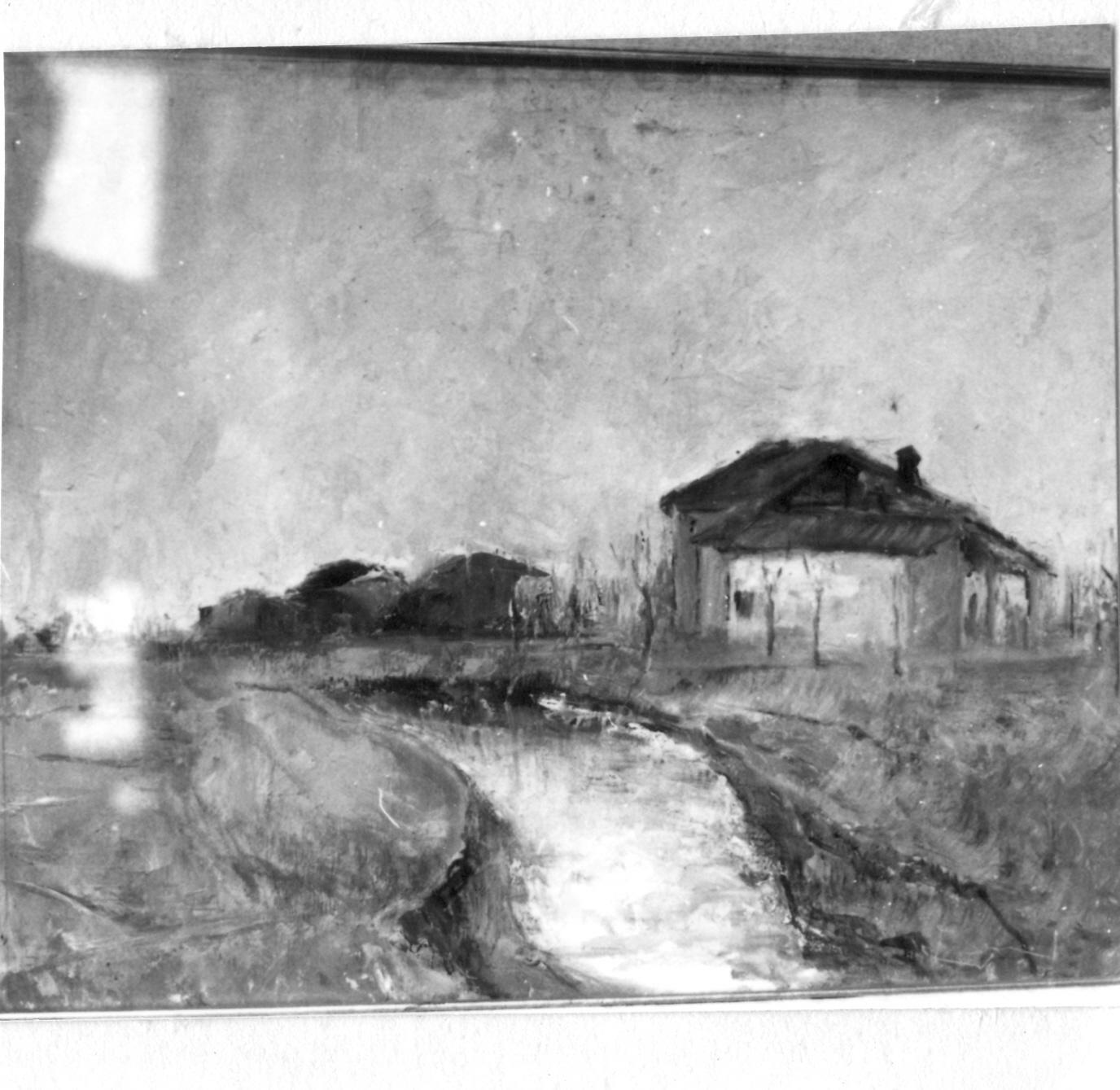 casa colonica nella campagna carpigiana (dipinto) di Baschieri Gino (sec. XX)